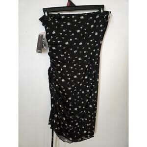 NO BOUNDARIES Black Daisy Tube Mesh Removable Straps Ruched Dress Size S *NWT*